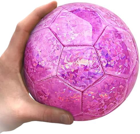 Size 2 Soccer Ball Glitter Pink, Soccer Balls for Toddlers Little Kids Outdoors Recreation Sparkly Small Ball for Girls Birthday Christmas Easter Gifts