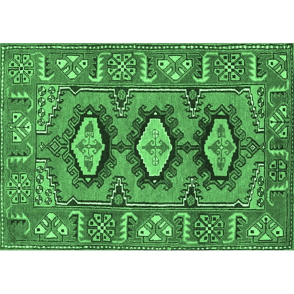 Ahgly Company Indoor Rectangle Persian Emerald Green Traditional Area Rugs, 4' x 6'
