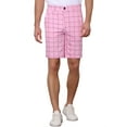 thumbnail image 1 of Pantalones cortos de cuadros para hombres Inspire Chic, ajuste regular, pantalones cortos de negocios, color rosa, talla 28, 1 of 6