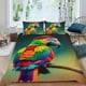thumbnail image 2 of Loro Conjunto de sábanas temático, trío de piezas, cómodo y amigable con la piel, diseño único, regalo de decoración para el hogar para familiares, amigos y fans, 90 cm * 190 cm, 2 of 6