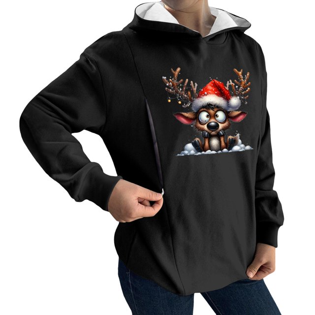 WEAIXIMIUNG Sweatshirts Mignons pour Femmes, Sweat-Shirt de Maternité Décontracté, Confortable, Zip, Allaitement, Pull-Over, Pull de Maman