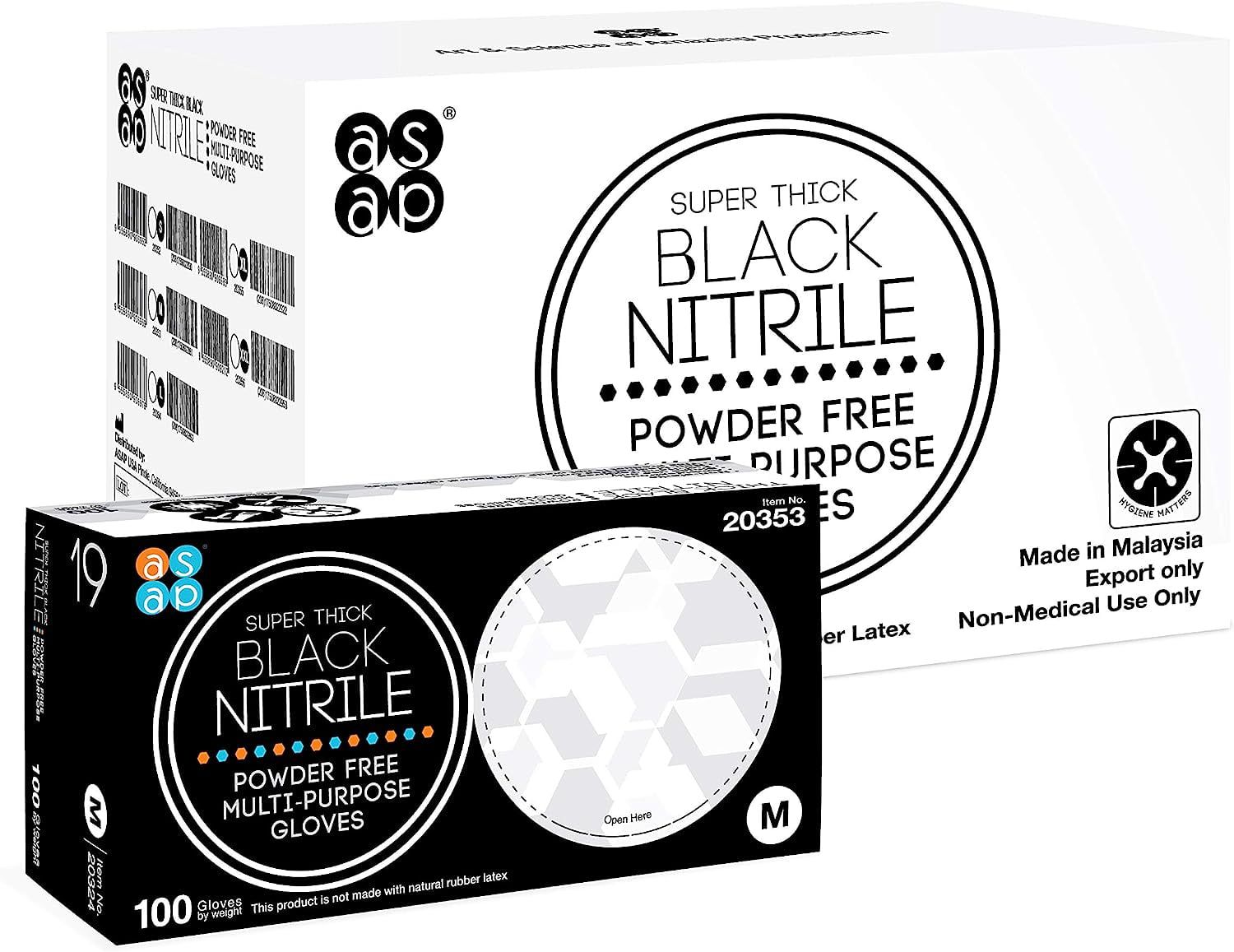 ASAP Black Nitrile Powder Free Industrial Multi-Purpose Gloves, Disposable,  5.5 mil, Black Small (Pack of 1000)