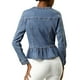thumbnail image 3 of Chaquetas de mezclilla para mujer INSPIRE CHIC, con botones, dobladillo peplum, mangas largas, chaquetas de jean cortas, azul claro, XL, 3 of 7