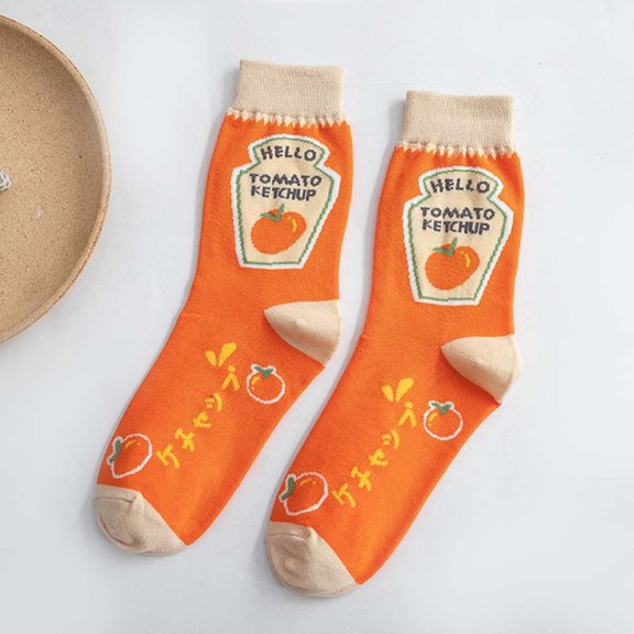 Kawaii Comfortable College Style Socks Stripe Pattern Cotton Milk Pattern Harajuku Fruit Juice Funny Socks Korean Style Female Hosiery Mid-tube Sock 5