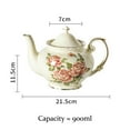 thumbnail image 2 of European bone china teapot, vintage flower teapot, vintage ceramic coffee pot with golden side, heat-resistant kettle for party cafe afternoon tea, 2 of 9
