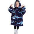 thumbnail image 3 of Drtj Kids Oversized Wearable Blanket Hoodie, Super Soft Warm Comfortable Sweatshirt Pullover Wearable Blanket for Boys Girls, Skark, 3-6Y, 3 of 9