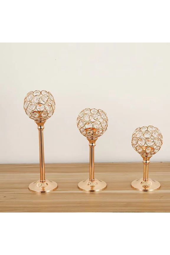 Crystal Candle Holder Set of 3, Dual Use Candlestick Holders, Large Small Sizes