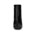 thumbnail image 5 of BLISSFUL STEP Women's Ankle Boots Faux Leather Square Toe Block Heel Zip Up Booties Black 5, 5 of 7
