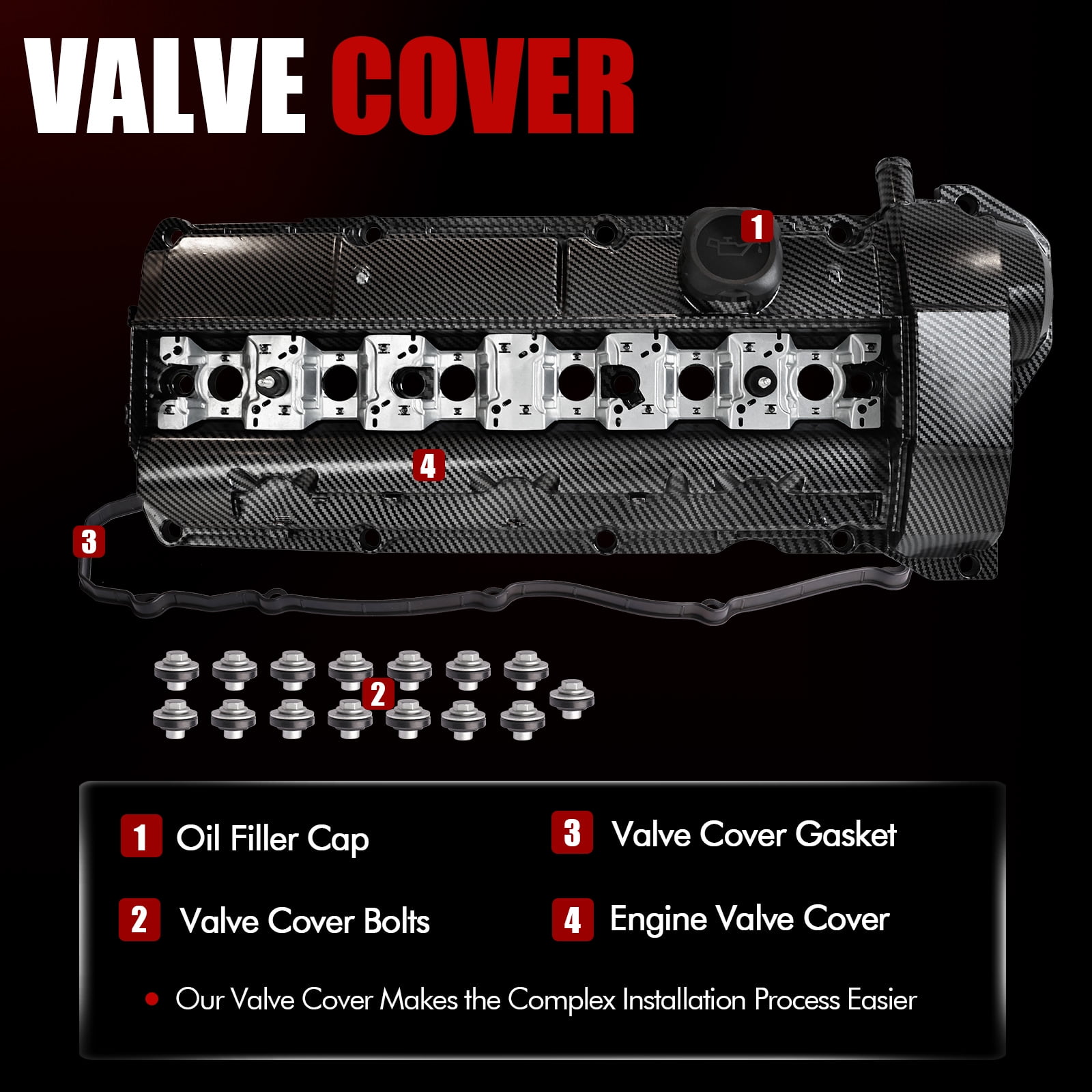 MITZONE Aluminum Engine Valve Cover Kit Compatible with 1996-2000 BMW 323i 323is 328i 328is 528i M3 Z3 Roadster 2.5L 2.8L Replace 11121703341