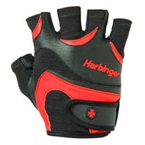 Harbinger FlexFit Non-Wristwrap Weightlifting Gloves with Flexible Cushioned Leather Palm (Pair), Red/Black, Large