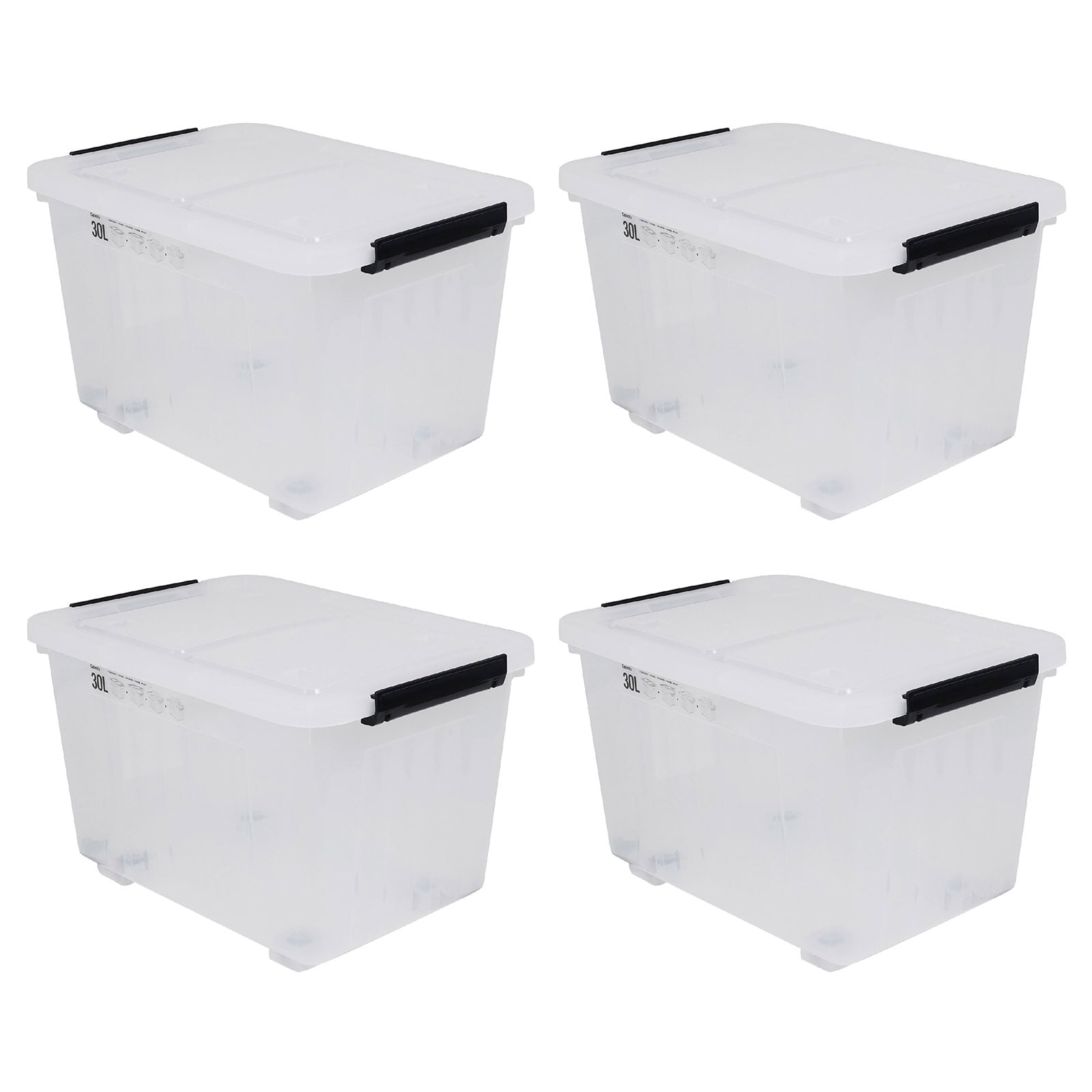 Idomy 4 Packs 30 L Clear Plastic Large Storage Boxes with Lids and
