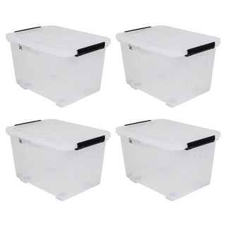 Ucake 70 Quart Large Clear Storage Bin, Plastic Storage Box on Wheels, 4 Packs