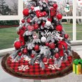 thumbnail image 2 of Christmas Tree Skirt , Snowflake Pattern Burlap Buffalo Plaid Tree Skirt Large Christmas Tree Skirt 48 Inch, 2 of 8