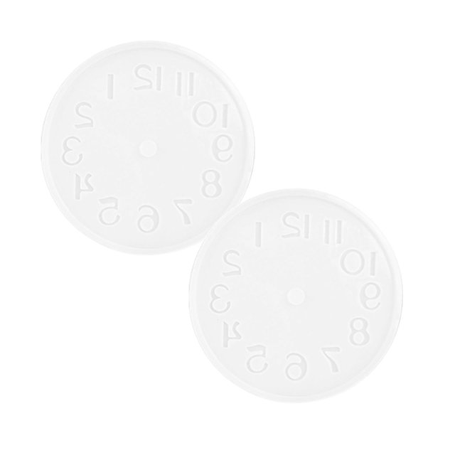 Oleegame Moule à Biscuits 2 Pcs Moule en Époxy 2 Ornements d'Horloge Moule en Silicone Miroir Résine