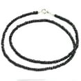 thumbnail image 3 of K-KED Natural 3mm Black Spinel Rondelle Faceted Beaded Necklace Gemstone Silver Chain-28 in, 3 of 5
