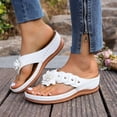 thumbnail image 3 of Rokment Flower Platform Wedge Dress Backless Sandals for Women Plantar Fasciitis with Arch Support Boho Beach Casual Leather Chunky Heel Orthotic Flip Flops Walking Slides Slippers White Size 7.5, 3 of 6