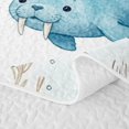 thumbnail image 5 of Manfei Kawaii Sea Walrus Quilt Full,Lovely Ocean Themed Art Full Bedspread Sets,White Green,3-Piece, 5 of 7