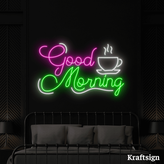 Craftnamesign Good Morning Neon Sign, Coffee Shop Decor, Shop Wall Art