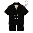 thumbnail image 2 of Hiijoy Toddler Boys Formal Tuxedo Suit Short Sleeve Blazer Shorts Party Outfits, Sizes 2-3T, 2 of 5