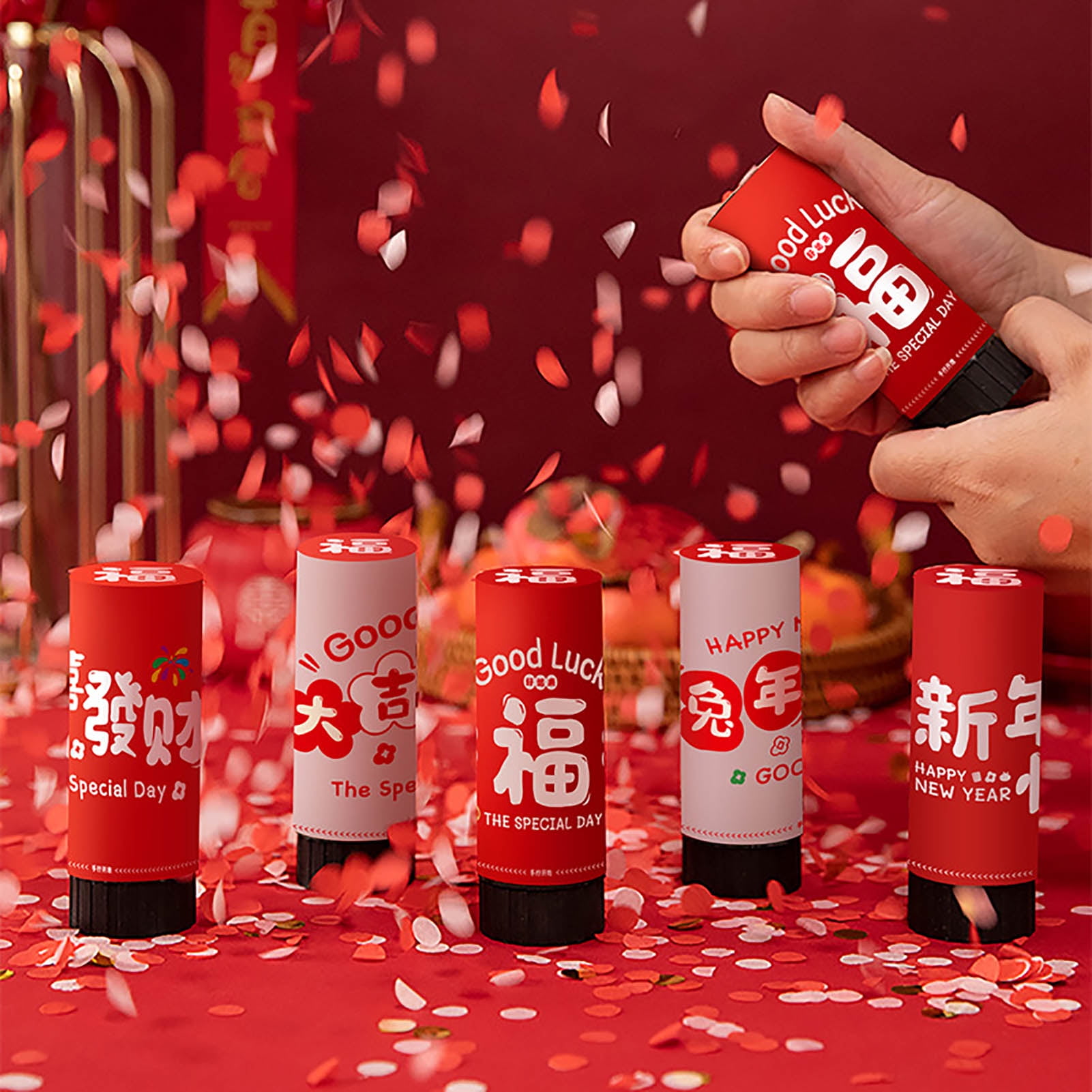 qianli Confetti Poppers Hand Twisted Cylinder Shape New Year Mini