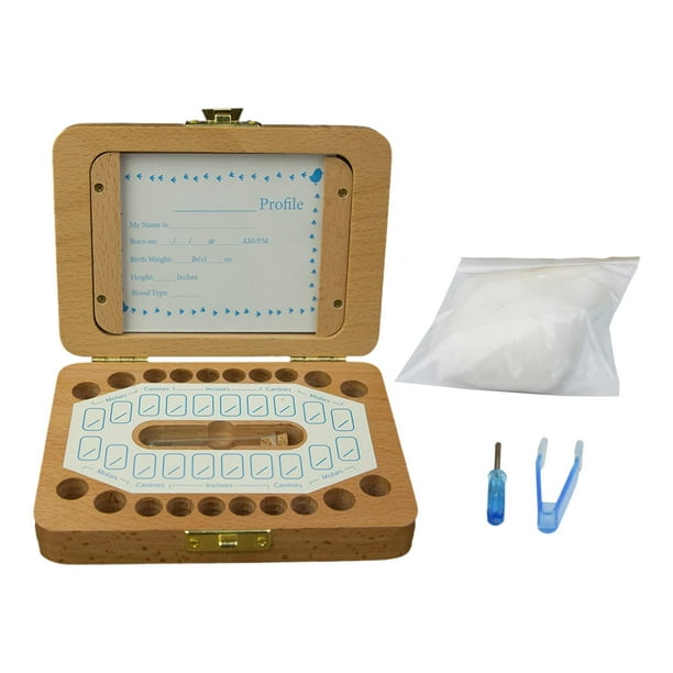 Caja de recuerdo para dientes de leche, caja para dientes de leche, marco de fotos, colección de dientes Inglés