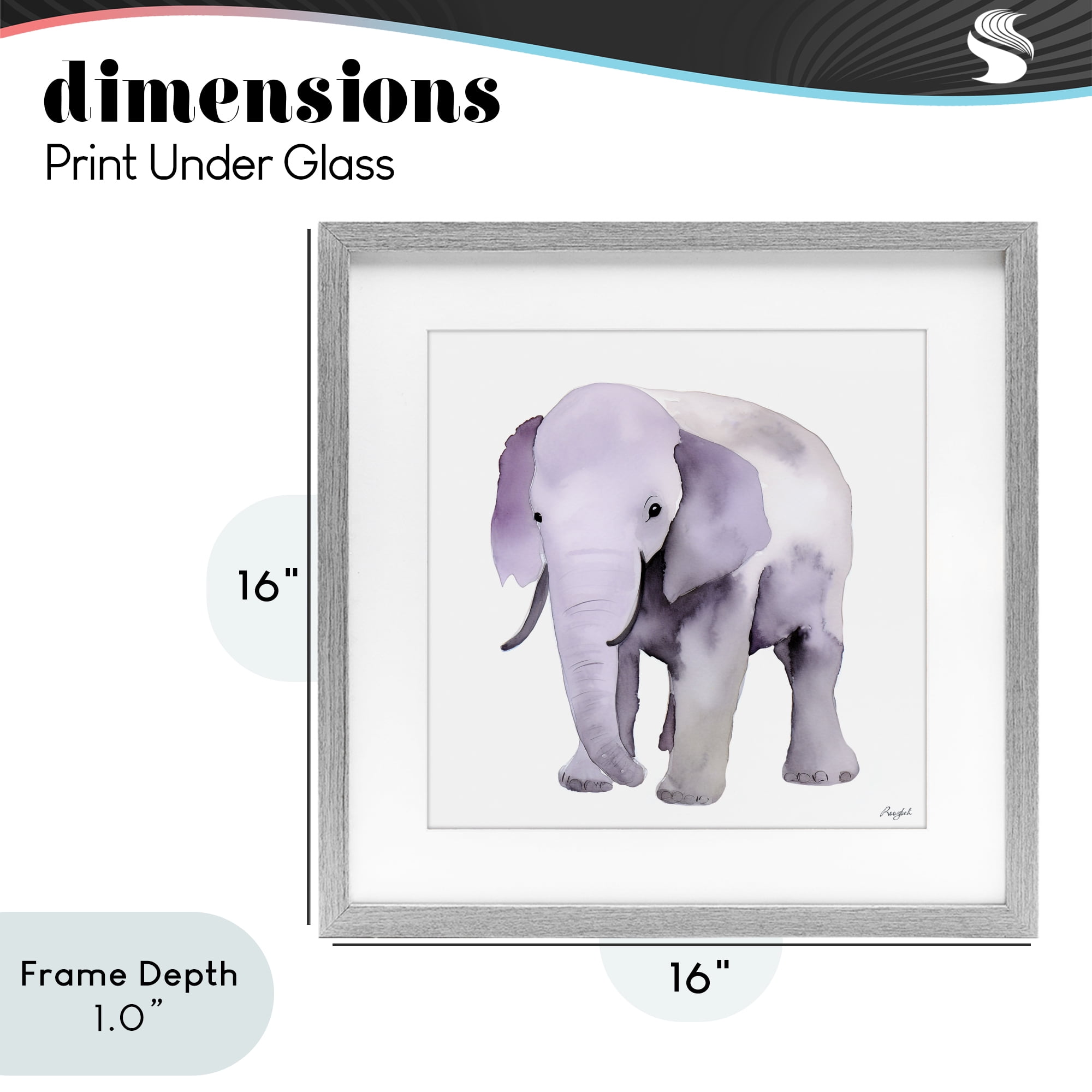 Stupell Industries Kid's Minimal Elephant Gray Framed Print Under Glass, design by Roozbeh