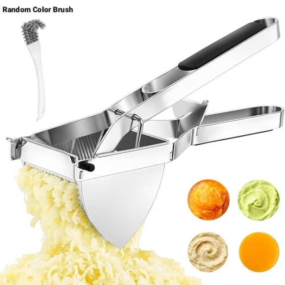 Tyasoleil Stainless Steel Potato Ricer with Brush, Heavy Duty Food Masher with Comfort-Grip Handle, Dishwasher Safe, Easy Clean