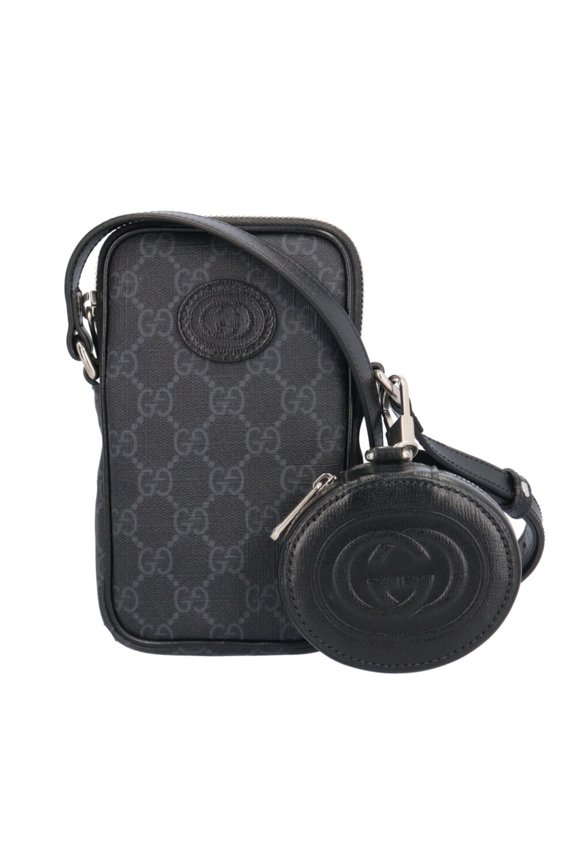 Pre-Owned Gucci Interlocking G GG Supreme Shoulder Bag, Canvas 700959, Black, Men's/Women's,...