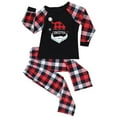 thumbnail image 2 of Odeerbi Christmas Pajamas for Family Plaid Holiday Long Sleeve Family Christmas Pajamas Matching Sets Kids Fashion Plaid Print Tops Pants Sleepwear Xmas Family Matching PJs Set Black, 2 of 5