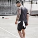 thumbnail image 3 of Pantalones cortos para correr 2 en 1 para hombre, 1 Uds., pantalones cortos ligeros para gimnasio, Yoga, entrenamiento, boxeo, deportes, con lazo para toalla MFZFUKR 221580-1, 3 of 8