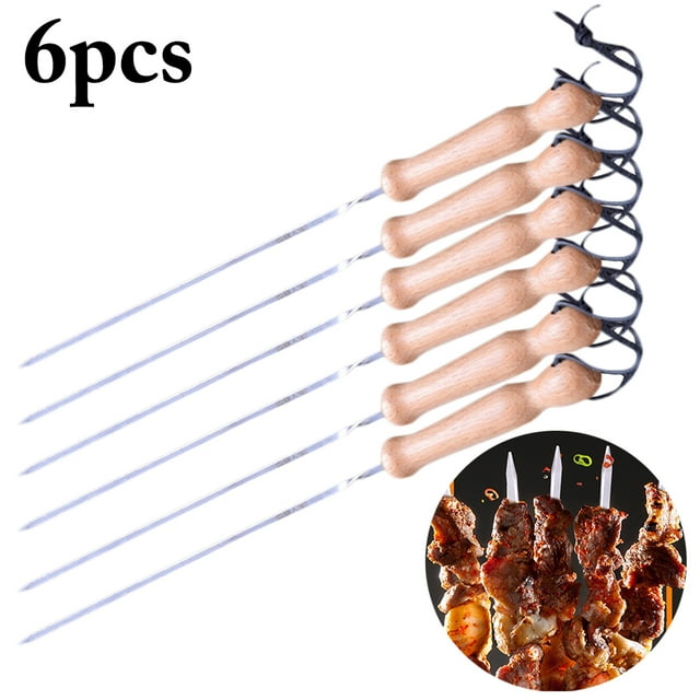 Bangcool Ensemble de Brochettes de Barbecue Manche Long Acier Inoxydable Brochette Réutilisable Bâton de BBQ