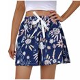 thumbnail image 5 of FAZVAOO Womens Sleep Shorts,Floral Printed Drawstring Elastic Waist Pajama Shorts,7"Inseam, 5 of 5