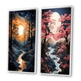 thumbnail image 3 of Designart "Monochrome Canopy Peach Forest" Forest Framed Wall Art Set Of 2 - Peach Landscapes Framed Wall Art Set Of 2, 3 of 7