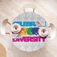 thumbnail image 3 of Ambesonne Emoji Fitted Round Tablecloth, Celebrate Diversity Saying, 40"- 44" Diameter, Grey White Multicolor, 3 of 4