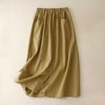 thumbnail image 2 of AherBiu Linen Skirts for Women A-Line High Waisted Ruched Loose Button Summer Casual Loose Long Skirt, 2 of 6