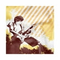thumbnail image 1 of Guitar Decorative Satin Napkins Set of 4, Grunge Scene of a Guitarist Performing Sketchy Stripes on the Back, Square Fabric Party & Dinner Napkin, 18", Chestnut Brown Mustard, by Ambesonne, 1 of 2