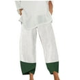 thumbnail image 3 of Pxkloy Wide Leg Pants Woman Linen High Waisted Pull On Casual Baggy Elastic Waist Palazzo Trousers Pants Resort Wear with Pockets White,L, 3 of 7