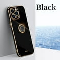 thumbnail image 1 of Electroplated Case for iPhone 14 Pro, Glossy Soft Silicone Shockproof Anti-Drop Lens Protection Cover with Ring Holder Kickstand Bracket Ultra Slim Case for iPhone 14 Pro,Black, 1 of 4