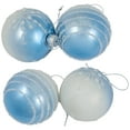 thumbnail image 3 of Stripes and Snowflakes Shiny Glass Ball Christmas Ornaments - 3" (80mm) - Blue and White - 4ct, 3 of 7