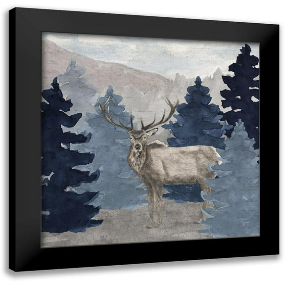 Reed, Tara 12x12 Black Modern Framed Museum Art Print Titled - Blue Cliff Mountains scene III-Elk