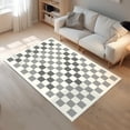 thumbnail image 2 of Area Rugs for Bedroom Living Room, 5' x 6.6' Ft Checkered Rug Retro Checkerboard Moroccan Rug Lightweight Outdoor Washable Carpet Rustic Decor for Living Room Bedroom Kitchen Patio(Black/Gray), 2 of 11