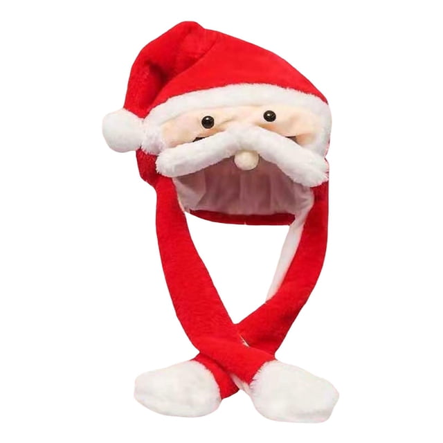Sombrero saltarín con orejas móviles para disfraz de cosplay, sombrero de peluche navideño para fiesta Papá Noel
