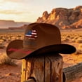 thumbnail image 4 of Homeyce US Flag Western Cowboy Hat 4th of July Cowgirl Hat for Independence Day Party,Brown, 4 of 5