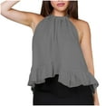 thumbnail image 2 of Weiqiqre Women's Clothing Adjustable Tie Neckline Ruffle Hem Sleeveless Flowy Halter Tops, 2 of 7