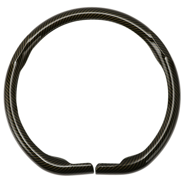 Funda de volante Unique Bargains Protector de volante para coche 14.96" Patrón de fibra de carbono tono dorado 1Pc