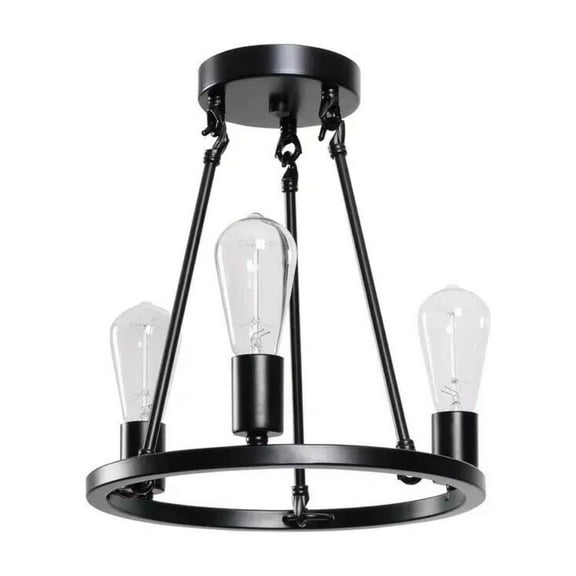 Hampton Bay Stratton 14 in. 3-Light Black Semi-Flush Mount HDP00007