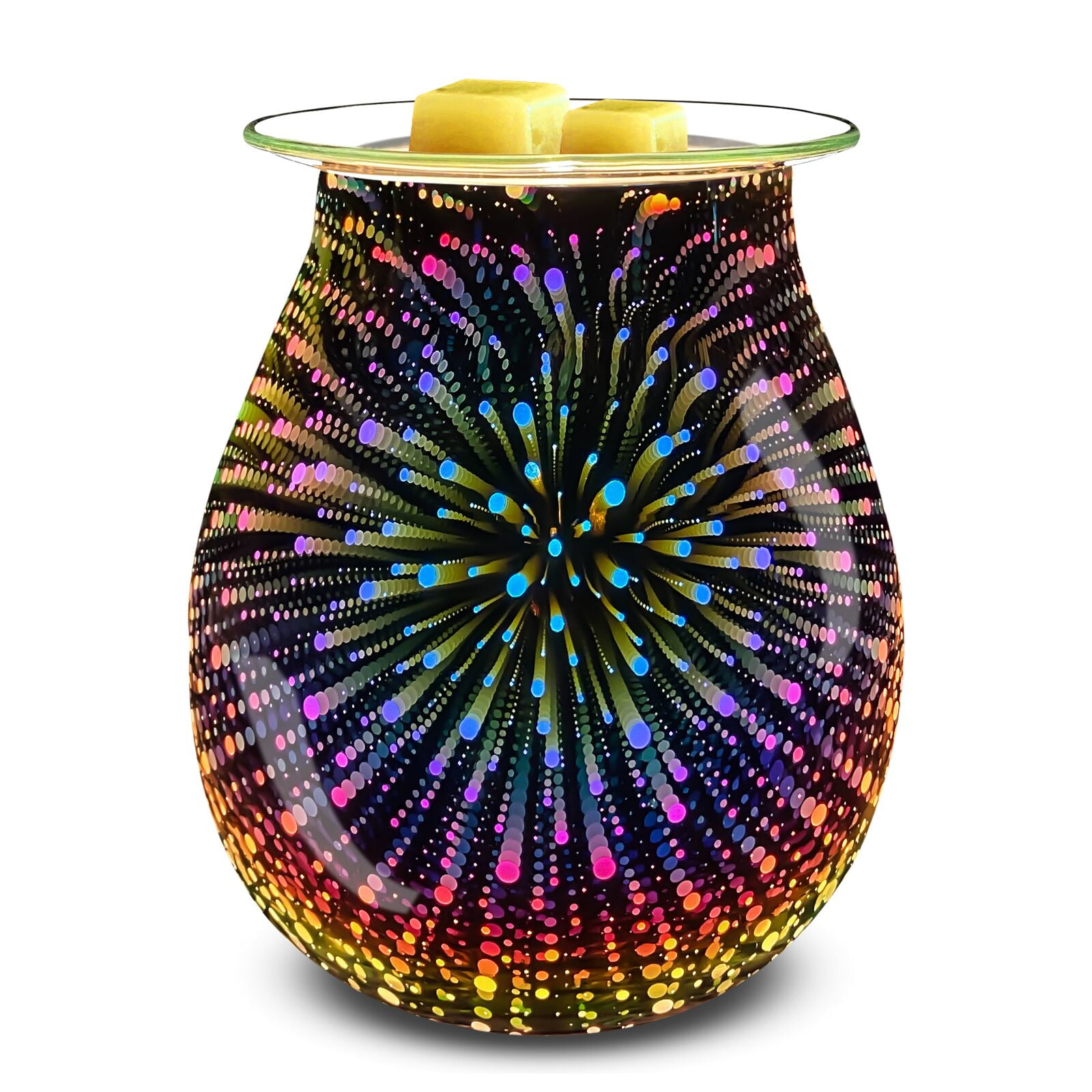 Leyoue 3D Glass Fireworks Electric Wax Melt Warmer Wax Burner Melter Fragrance Warmer for Home Office Bedroom Living Room Gifts & Decor
