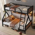thumbnail image 3 of YINGYING Bunk Bed Twin Over Full Size, Heavy Duty Metal Bunk Bed Frame with Storage Shelves & Lights, Space-saving & Noise-Free Design, 3 of 12