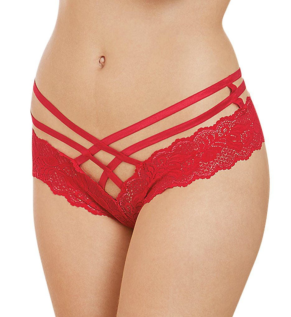 Women's Dreamgirl 1412 Stretch Lace Criss Cross Panty (Red M/L) - Walm...
