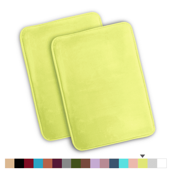 ComfiTime 2 Piece Bathroom Rugs Set – Thick Memory Foam, Non-Slip Bath Mat, Soft Plush Velvet Top, Ultra Absorbent, Small, Large & Long Rugs for Bathroom Floor, Yellow Green, 17*24, 2PCS